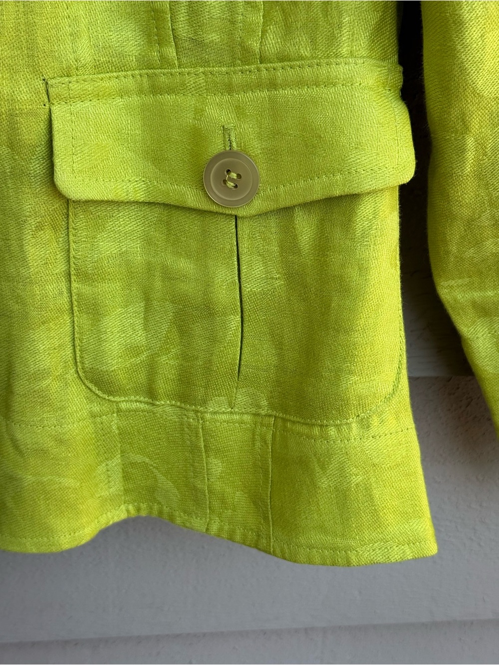 Jones New York Bright Lime Green Linen Blend Blazer 10 - Picture 3 of 8